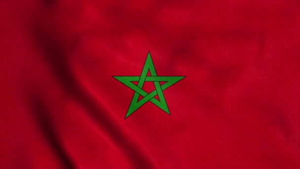 De nationale vlag van Marokko wappert in de wind. 4K — Stockvideo