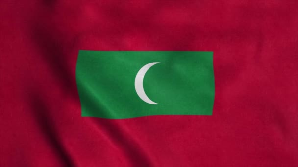 Le drapeau national des Maldives flotte dans le vent. 4K — Video