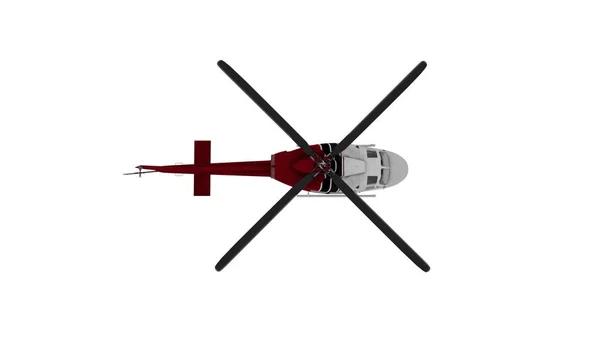 Vuelo en helicóptero sobre fondo blanco. Vista superior. renderizado 3d — Foto de Stock