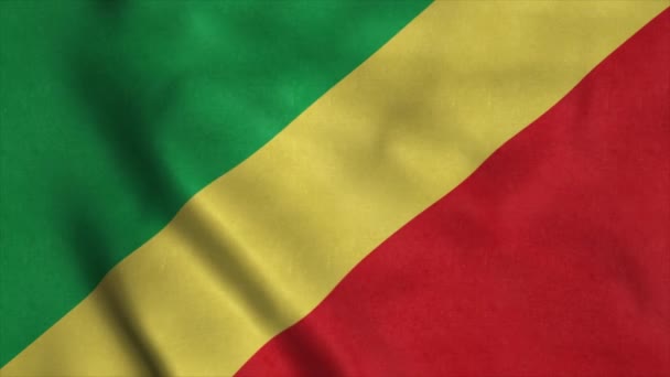 Bandeira da República do Congo acenando ao vento. Bandeira nacional da República do Congo — Vídeo de Stock