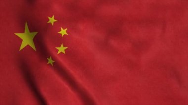 Kızıl Çin Bayrağı dramatik bir şekilde dalgalanıyor. Çin Halk Cumhuriyeti 'nin işareti.