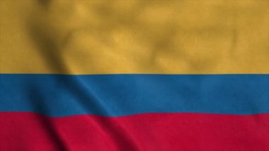 Kolombiya 'nın ulusal bayrağı rüzgarda dalgalanıyor. 4k