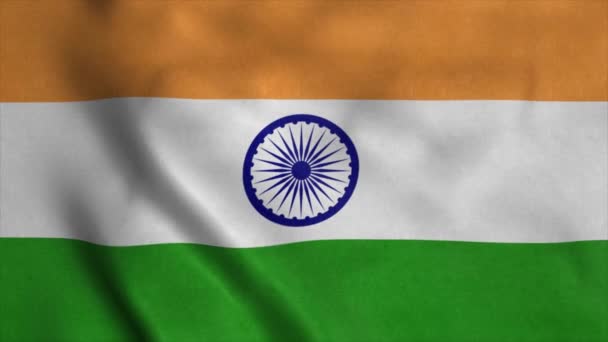 印度国旗在风中飘扬.印度的国旗。无缝循环动画视频 — 图库视频影像