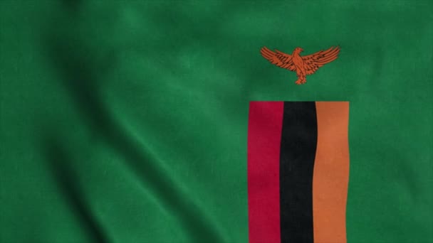 Zambia macha flagą na wietrze. Narodowa Republika Zambii. 4K — Wideo stockowe