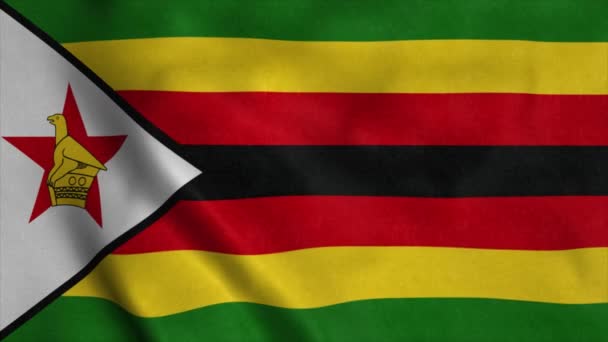 Zimbabwská vlajka vlaje ve větru. National flag Republic of Zimbabwe. 4K — Stock video