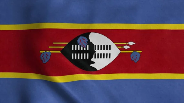 Státní vlajka Svazijska vlaje ve větru. 3D ilustrace — Stock fotografie