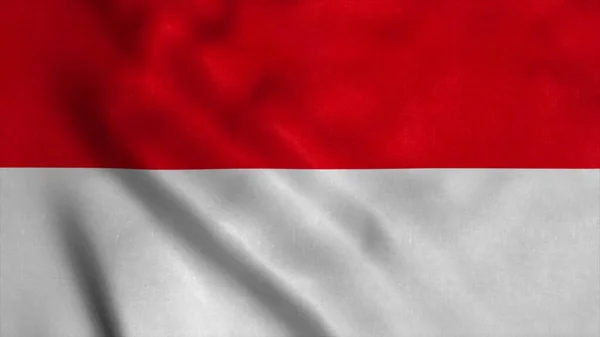 La bandiera indonesiana sventola nel vento. Bandiera nazionale dell'Indonesia. Illustrazione 3d — Foto Stock