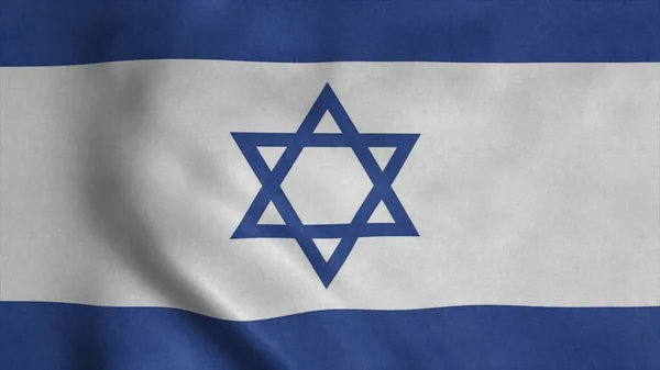 La bandera nacional de Israel ondea en el viento. ilustración 3d —  Fotos de Stock