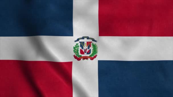 Флаг Доминиканской Республики, размахивающий ветром. 4K — стоковое видео