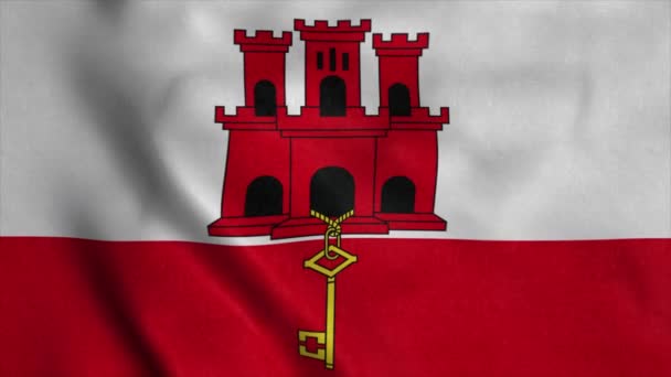 La bandiera nazionale di Gibilterra sventola nel vento — Video Stock