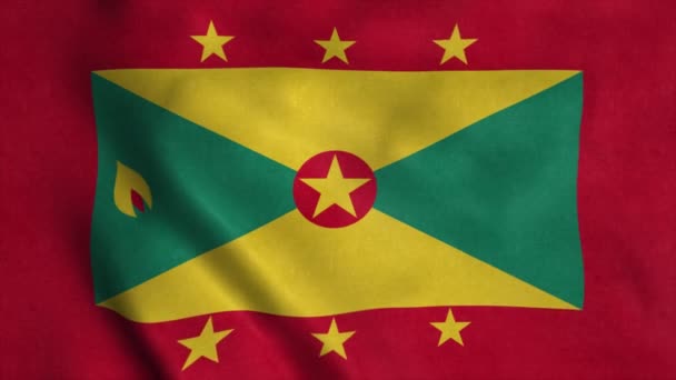 Grenada tät flagga tyg vacklar, perfekt loop för bakgrund — Stockvideo