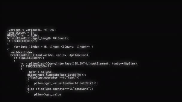 Encrypted fast scrolling programming security hacking code — Stock Video