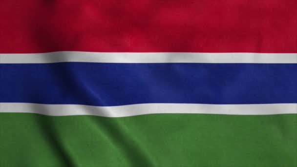 Bandeira acenando Gâmbia com textura de pano. 4K — Vídeo de Stock