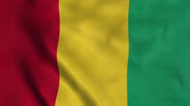 Fahne schwenkend. Nationalflagge Guineas. Realistische 3D-Animation — Stockvideo