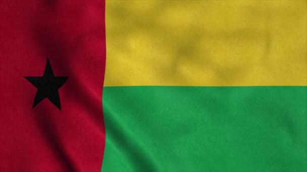 Guinee Bissau zwaaiende vlag met stof textuur. 4K — Stockvideo