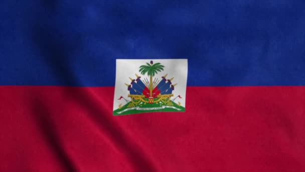 Bandera de Haití ondeando en el viento. Bandera Nacional de Haití. 4K — Vídeos de Stock