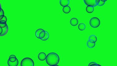 Kabarcıklar yeşil ekran arka planında uçar. 4K