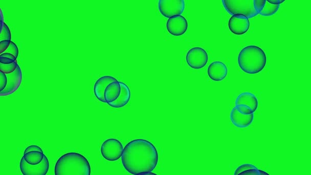 Пузыри взлетают на зеленом фоне экрана. 4K — стоковое видео
