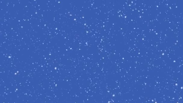 Düşen parçacıklar mavi arkaplandaki kar tanelerini canlandırıyor. 4K — Stok video