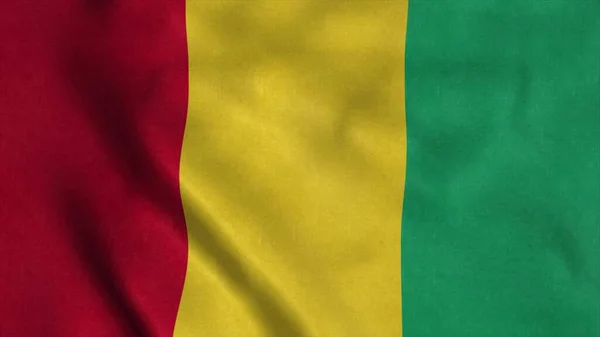 Waving flag. National flag of Guinea. 3d rendering — Stock Photo, Image