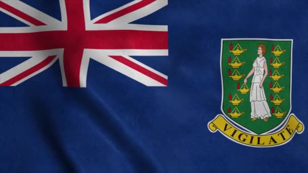 British Virgin Islands flag is waving 3D animation. Symbol of British Virgin Islands national on fabric cloth — Stock Video