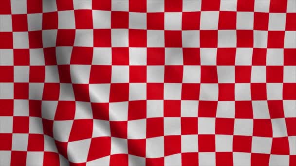 Κόκκινη σημαία αγώνων. Racing Chequered σημαία κυματίζει στον άνεμο — Αρχείο Βίντεο