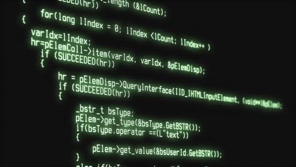 Hacker attack detected on screen. Computer screen with hacking program code — Stock Video