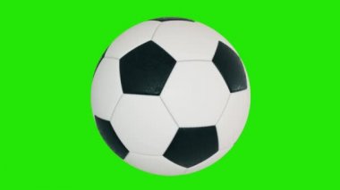 Krom Anahtar Yeşil Ekranda Futbol Topu Döndürme Döngüsü