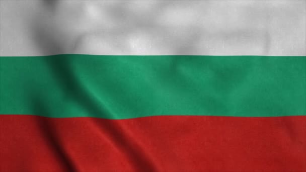 Bulgariens flagga viftar i vinden. Tecken på Bulgarien sömlös loop animation. 4K — Stockvideo