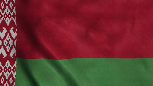 Flaga Białoruś macham na wiatr. Ilustracja 3D — Zdjęcie stockowe