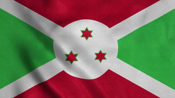 Burundi nationale vlag zwaaien met stof textuur fladderen in de wind. 3d illustratie — Stockfoto