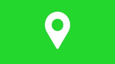 Konum işareti - Harita işaretleyici beyaz işaret yeşil ekranda yansıyor