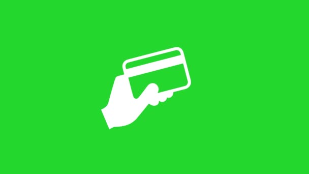 Hand die een creditcard vasthoudt. Cartoon animatie op groen scherm achtergrond — Stockvideo