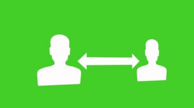 Sosyal uzaklık işareti - yeşil ekran arka planında sosyal mesafeli çizgi film işaretini koru