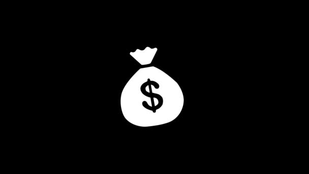 Para çantası, içinde Amerikan Doları işareti olan para çantası. Alfa kanalı, 4K — Stok video