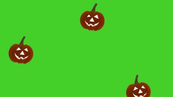 Halloween engraçado animação de abóbora em um fundo verde — Vídeo de Stock