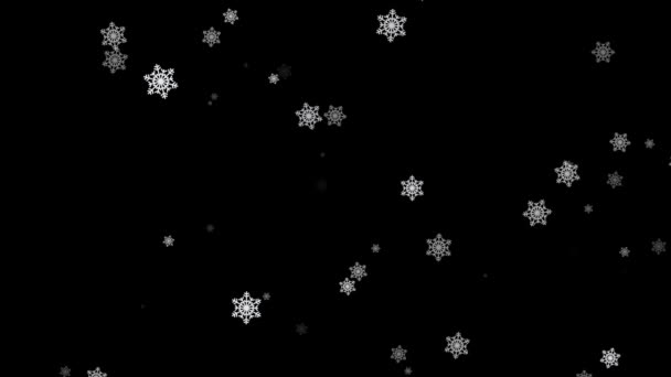 Noel animasyonu için alfa kanalı şeffaflık arka planına sahip çizgi film karı düşüyor. 4K — Stok video