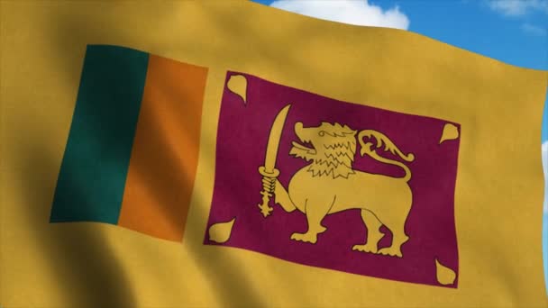 Sri Lanka vlag wapperend in de wind, blauwe lucht achtergrond. 4K — Stockvideo