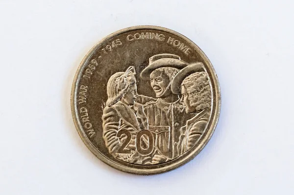 Monedas Australianas Centavos 2000 Sobre Fondo Blanco — Foto de Stock