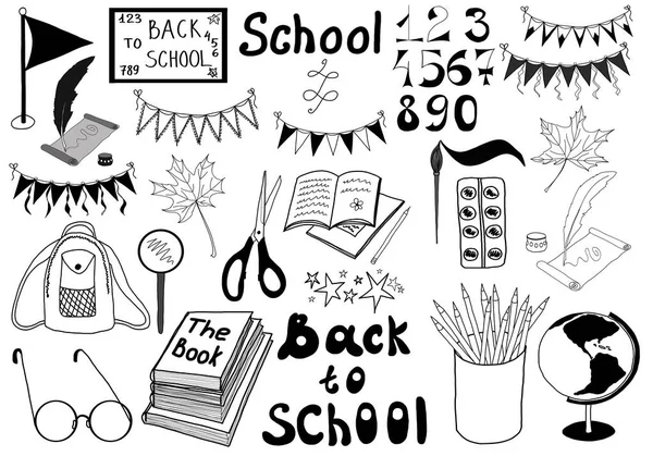 icons back to school, it\'s time to learn, school drawings