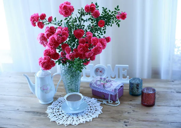 Mañana Verano Con Aroma Rosas Con Leche — Foto de Stock