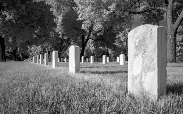 Infrarood Zwart Wit Beeld Van Fort Snelling National Cemetery Minneapolis — Stockfoto