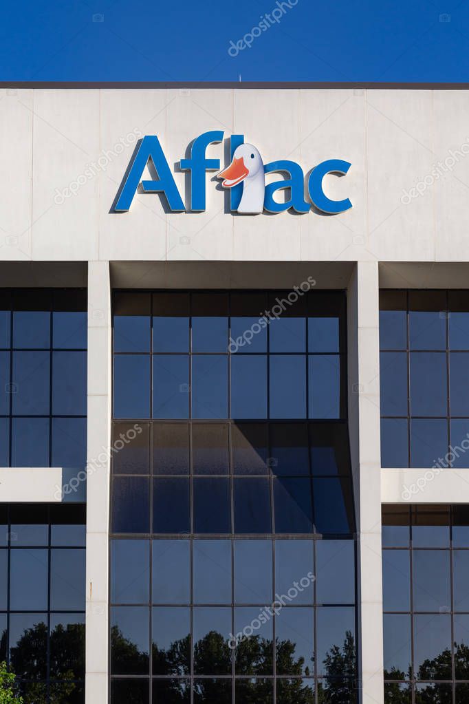 COLUMBIA, SC/USA - JUNE 4, 2018: Aflac Insurance corporate building and trademark logo. American Family Life Assurance Company is an American insurance company.