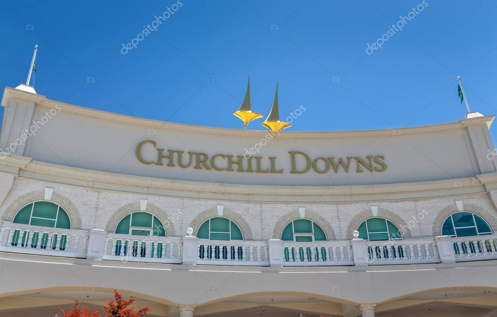 LOUISVILLE, KY/USA - JUNE 3, 2018: Entrance to Church Hill Downs. Churchill Downs is a thoroughbred racetrack most famous for annually hosting the Kentucky Derby.