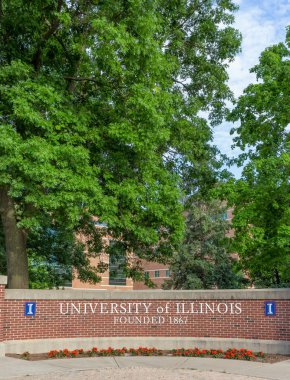 Urbana, IL/ABD - 2 Haziran 2018: Mcfarland tonlarda ses veren çanlar University of Illinois Urbana Champaign Güney satıyordun.