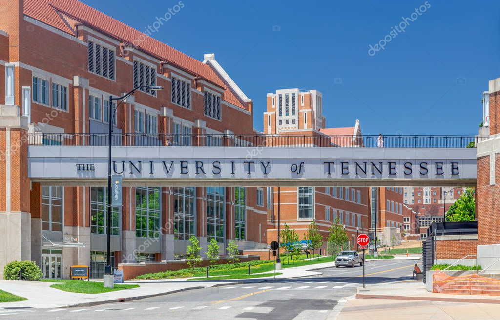 KNOXVILLE, TN/USA JUNE 4, 2018: Entrance and walkway to the the campus of the University of Tennessee.
