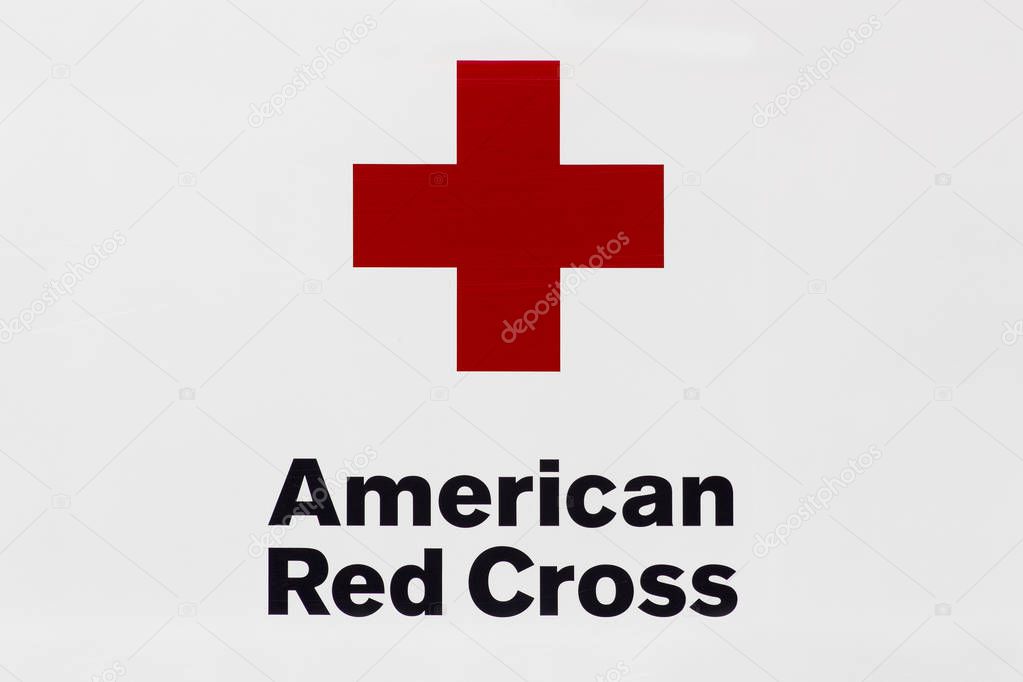 HUDSON, WI/USA - MAY 7, 2018:  American Red Cross Logo. The American National Red Cross is a humanitarian organization that provides emergency assistance in the United States.