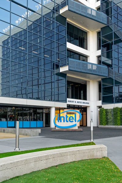 Santa Clara Usa Oktober 2018 Intel Kantoren Handelsmerk Bedrijfslogo — Stockfoto