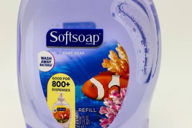 St. Paul, Mn/Amerika Birleşik Devletleri - 17 Şubat 2019: Softsoap sıvı sabun konteyner el ve logosu ticari marka. Softsoap Colgate-Palmolive'nın sıvı el sabunu ticaret adıdır.