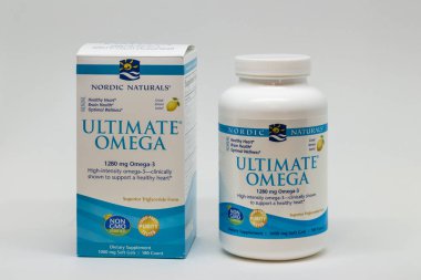 St. Paul, Mn/Amerika Birleşik Devletleri - 19 Şubat 2019: Nordic Naturals Ultimate Omega beslenme ek ve logosu ticari marka.